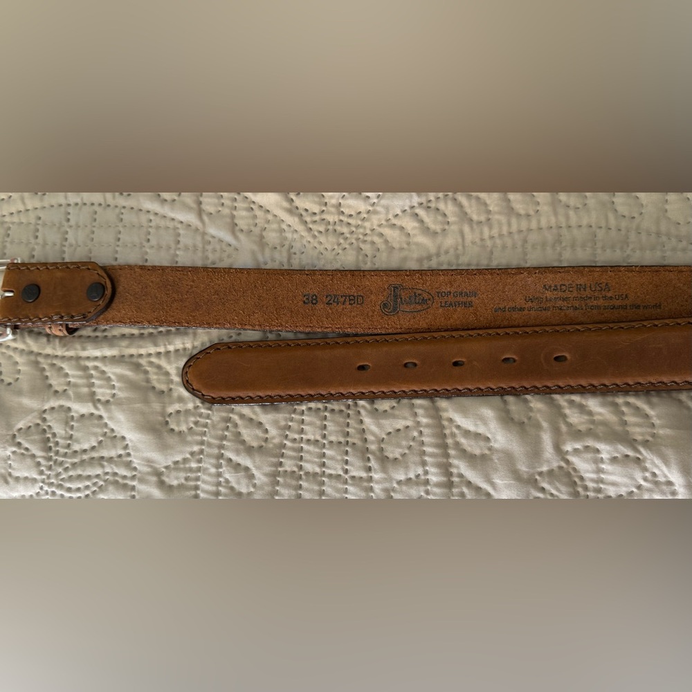 Justin Tan Leather Belt NWOT - Picture 3 of 6
